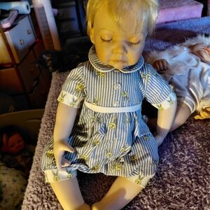 Striped Blue and Yellow Doll Outfit